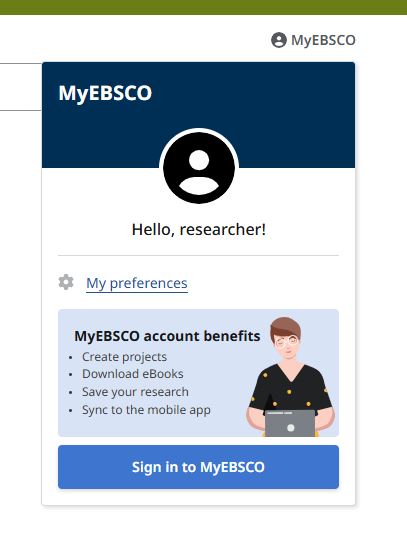 screenshot of EBSCO's login box